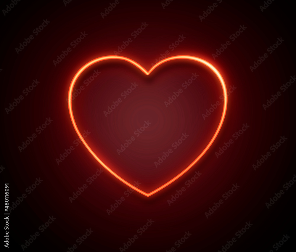 Bright hearts neon sign.Retro neon hearts sign on black background.Happy Valentine's Day design elements are ready for your banner greeting card design. 3d render