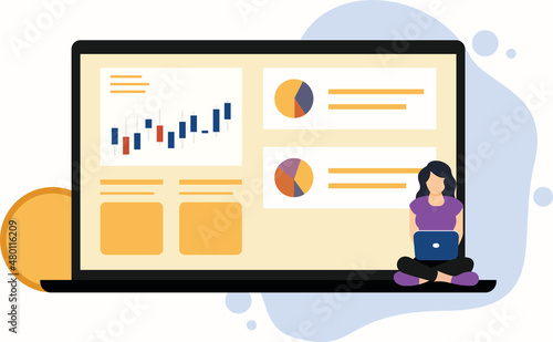 People analyze chart digital money investment and trading.