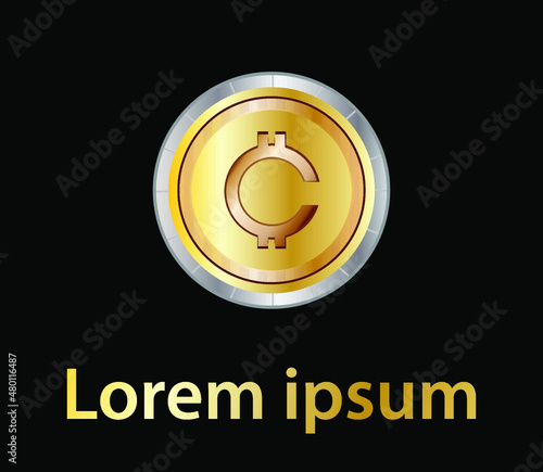 digital coin gold logo vector siple logo