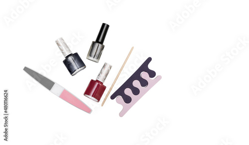 tools layout for pedicure and manicure isolate on white background