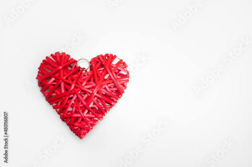 Big red heart on white background with space for text: cardiologist's day, international Day of Medicine, blood donor. Health and Medical background