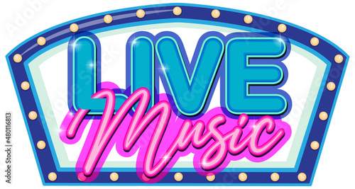 Live Music logo design with neon hand drawn font