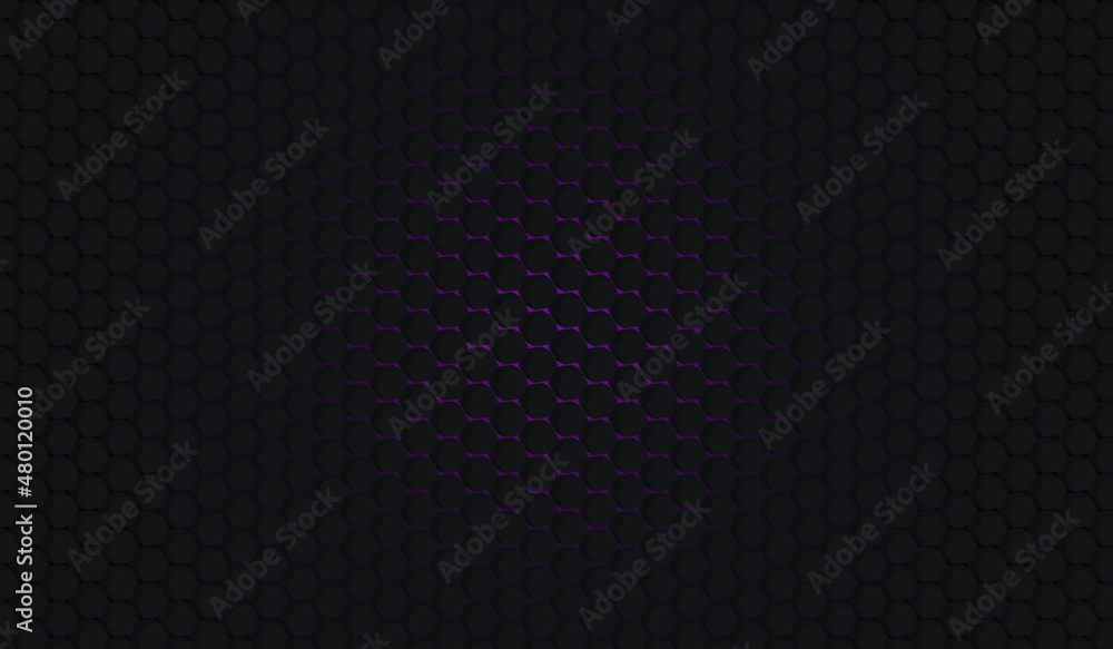 Black 3D hexagon and purple background vector design Black 3D hexagon and purple background vector design