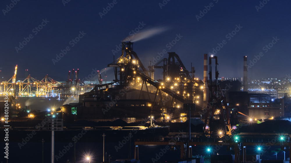 Factories glowing in the night