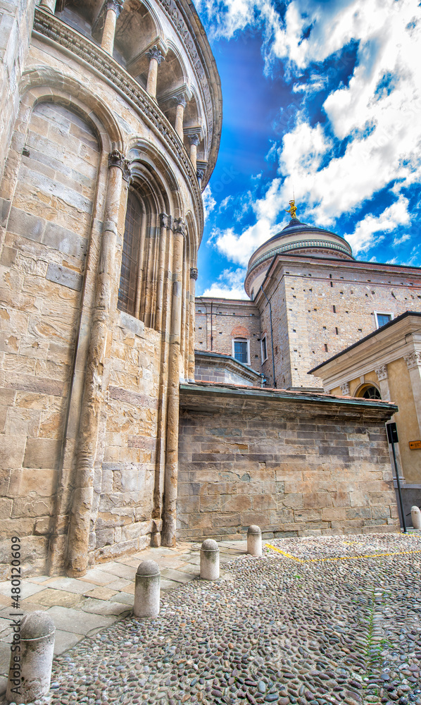 Fototapeta premium Exterior view of Bergamo Alta Cathedral, Italy.