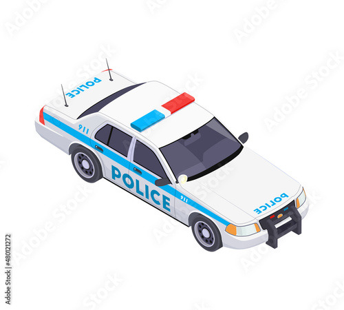 Fototapeta Naklejka Na Ścianę i Meble -  Isometric Police Car Composition