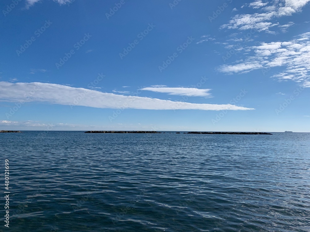 Blue sea horizon, natural background
