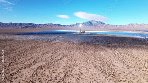 Aerial, Ivanpah Solar Electric Generating System, Solar energy company, San Bernardino County photo