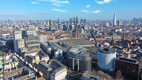 Canvas Print Aerial drone photo of famous central train station of Waterloo, London, United K
