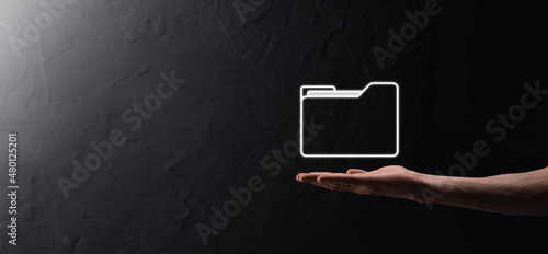 Obraz na plátně Businessman hold folder icon