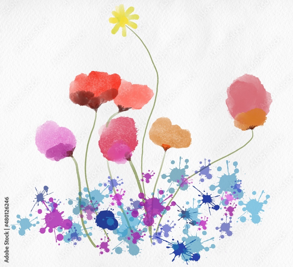 Illustrazione di acquarello fiori astratti per carta da parati Illustrazione di acquarello fiori astratti per carta da parati