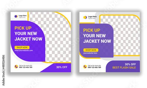 Winter sale social media post design, Editable sale web banner and square flyer template design, winter collection social banner