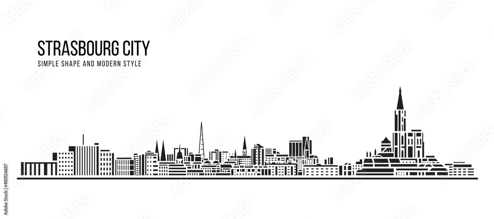 Cityscape Building Abstract Simple shape and modern style art Vector design - Strasbourg city