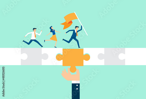 Businessman pave the way to their goals, target guideline, business goals, expected success