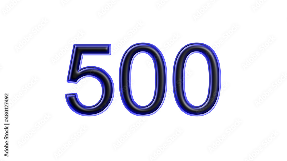 blue 500 number 3d effect white background blue 500 number 3d effect white background