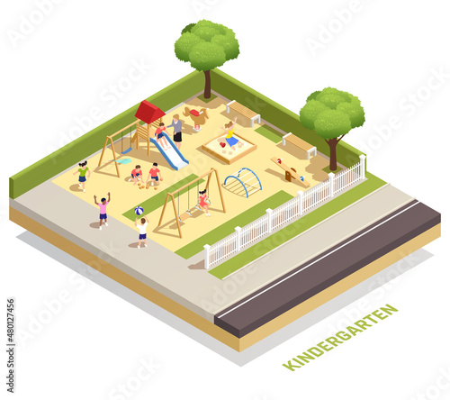 Kindergarten Isometric Composition