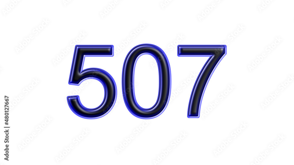 blue 507 number 3d effect white background blue 507 number 3d effect white background