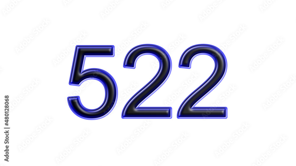 blue 522 number 3d effect white background blue 522 number 3d effect white background