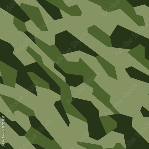 Geometric camouflage seamless pattern. Abstract modern military camo  background of polygons for fabric textile and vinyl wrap print. Endless vector illustration.