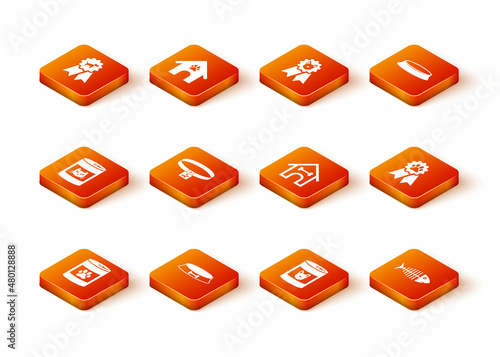 Set Canned food, Pet bowl, for cat, Dog collar, dog and house and bone icon. Vector