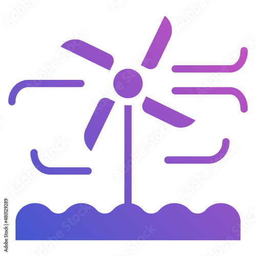 Wind Turbine flat gradient icon