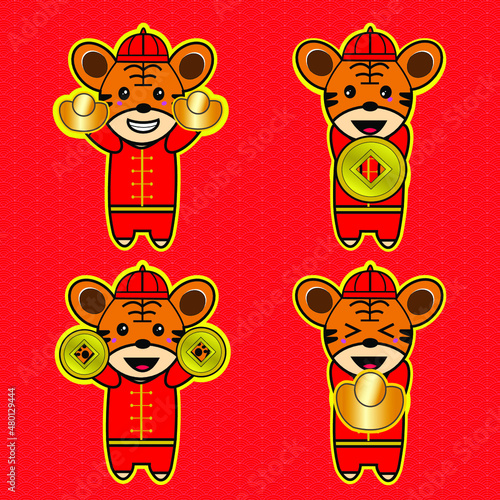 Vector Illustration of Happy Chinese New Year 2022 Background Banner Cute Tiger