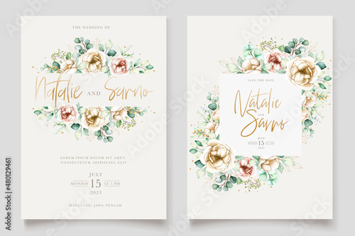 Wallpaper Mural hand drawn peonies wedding invitation card set Torontodigital.ca