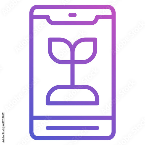 Smartphone with leaf line gradient icon