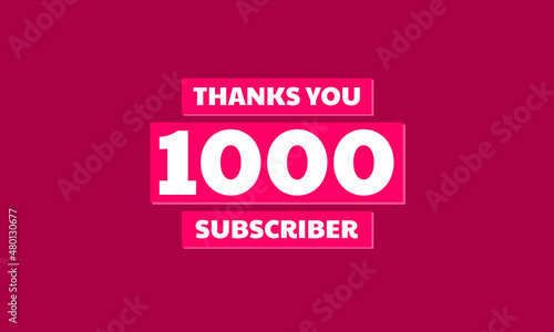 Thank you 1000 followers, red violet Greeting card template for social media. © Bagas Dwiargo
