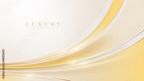 Elegant golden curve with glittering light effect decoration. Modern abstract background design.