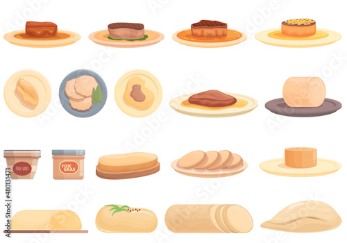 Foie gras icons set cartoon vector. French food. Liver pate