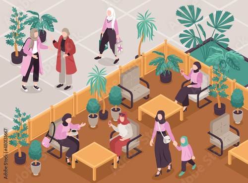 Women In Hijab Isometric Illustration