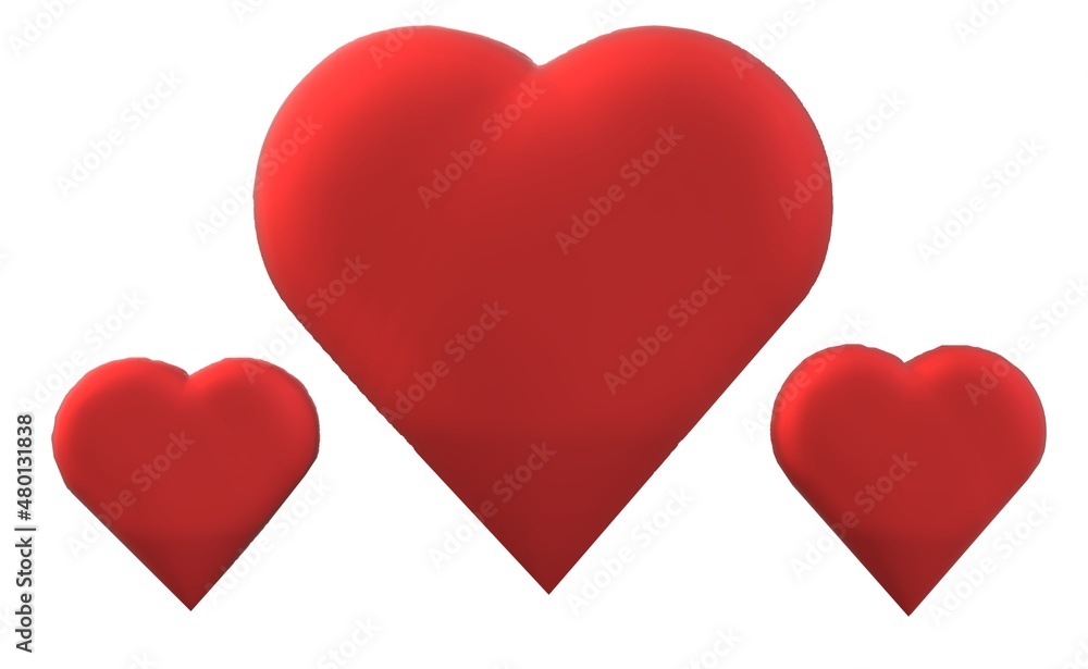 3d illustration red heart isolated on white background valentine concept