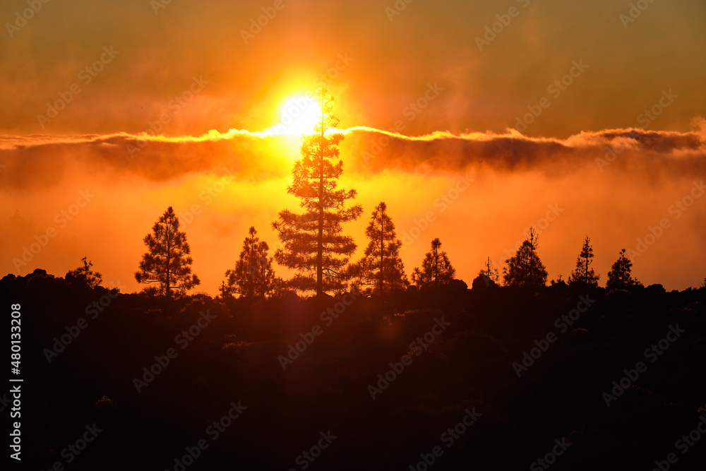 Sonnenuntergang am Fuss des Teide Teneriffa
