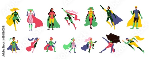 Superhero Characters Flat Set