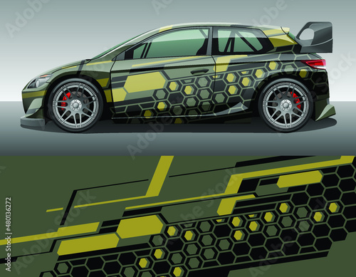 Fotografie Car wrap vinyl racing decal ornament