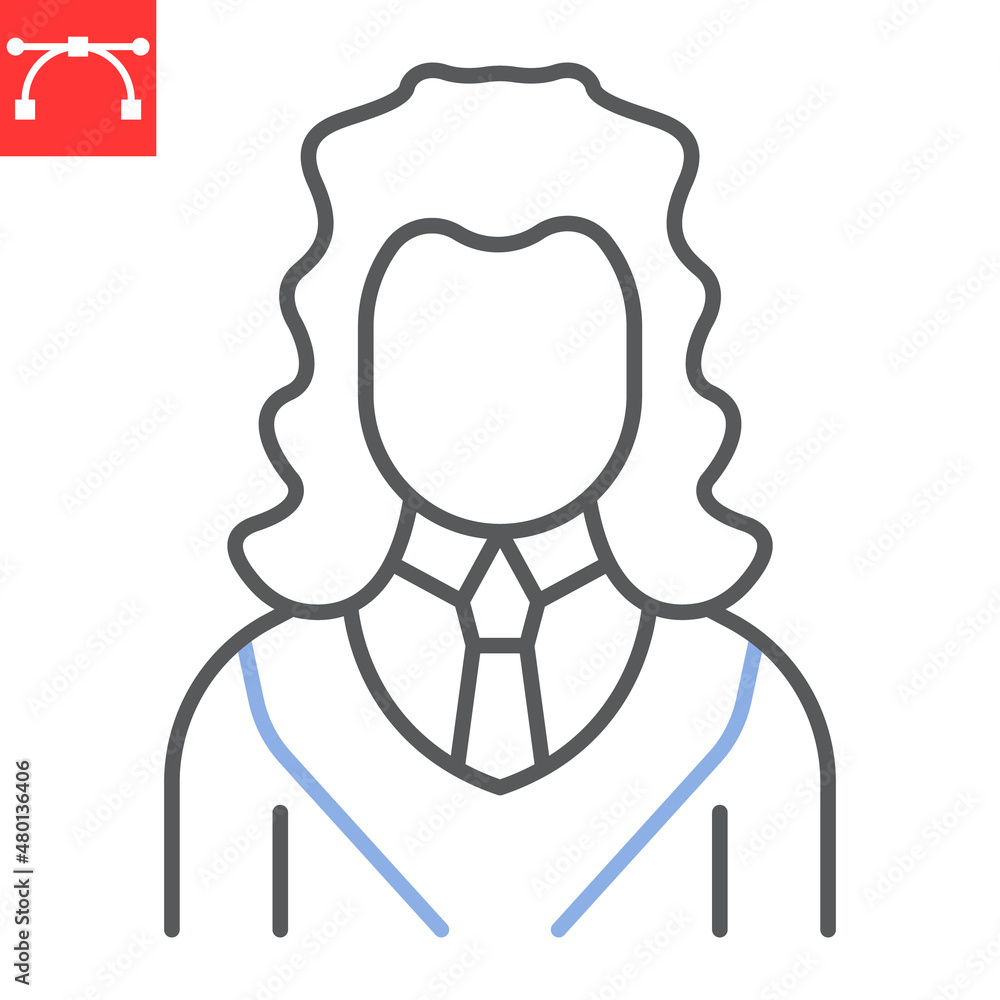 Judge line icon, person and justice, judge vector icon, vector graphics, editable stroke outline sign, eps 10. Judge line icon, person and justice, judge vector icon, vector graphics, editable stroke outline sign, eps 10.