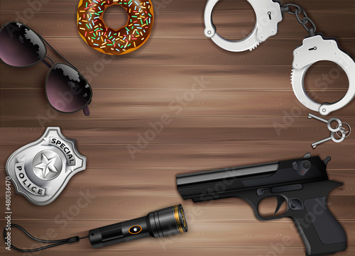 Police Equipment Realistic Composition