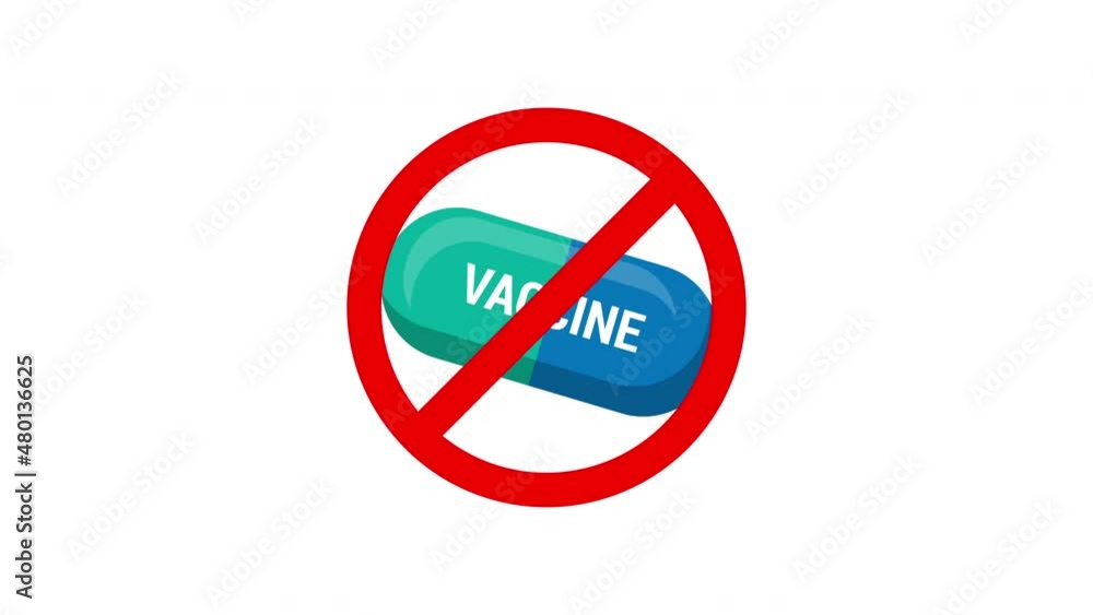 no vaccine sign animation.4K Video motion Animation. no vaccine sign animation.4K Video motion Animation.