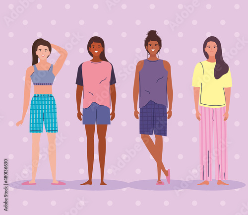 four female sleepwear models