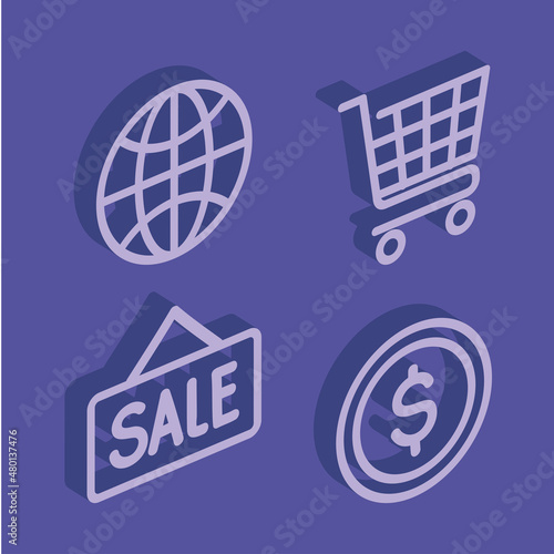 electronic commerce four icons