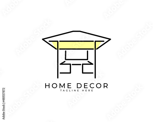 Home decor line icon logo design template