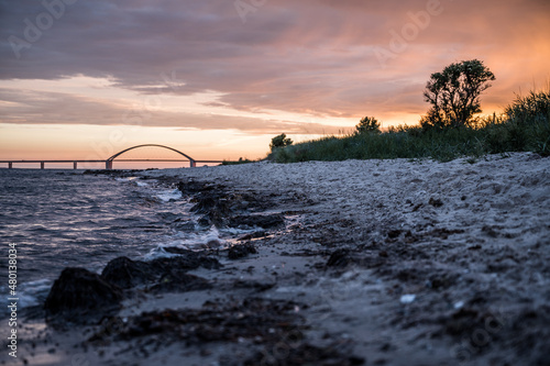 Landschaftsaufnahmen der Insel Fehmarn bei Sonnenuntergan photo