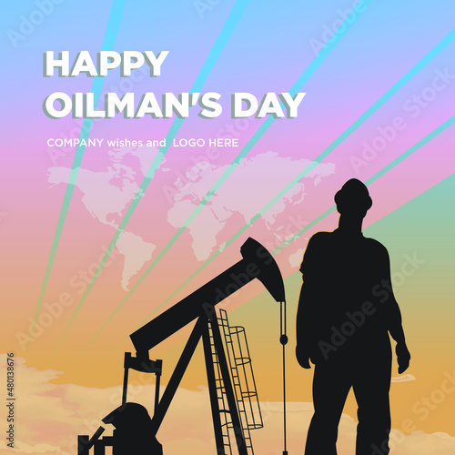Illustration of Oil energy, oil worker.