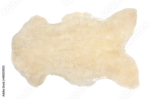 White sheep skin isolated on white background