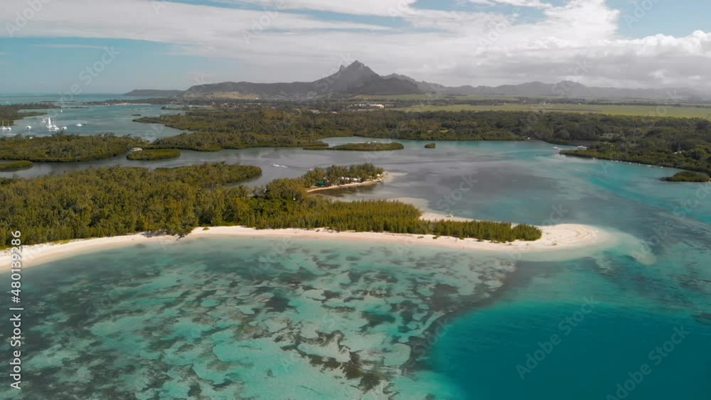 Aerial view from drone of Benitiers Island, Mauritius Aerial view from drone of Benitiers Island, Mauritius