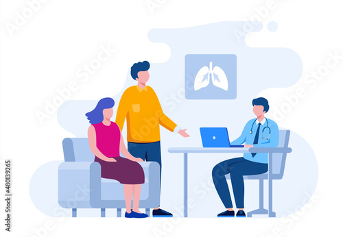 Health consultation with professional doctor specialist. flat vector illustration for banner, flyer, landing page, etc