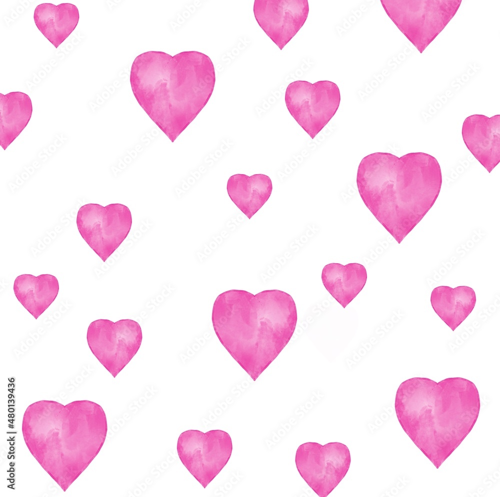 Seamless pattern with heart’s. Seamless pattern with pink hearts. Print for Valentine's Day. Pattern for postcards with hearts.