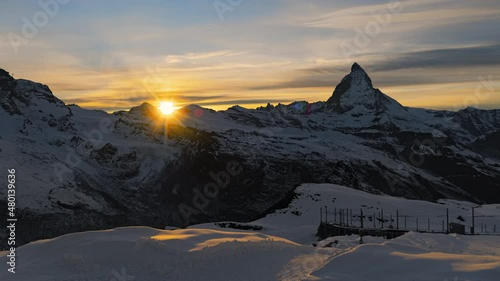 Beautiful sunset at the Matterhorn in Switzerland. photo