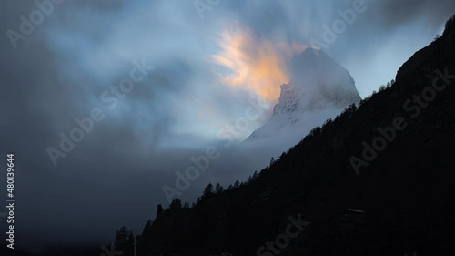 Timelapse of the Matterhorn at sunset. photo